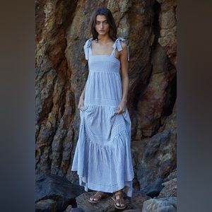 Caara blue striped maxi dress